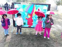 Kids with umbrellas