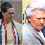 Sonia Gandhi with her mother