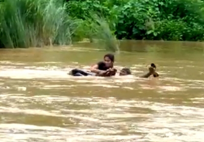 Woman wading