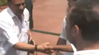 Rahul Gandhi shakes hands with opposition MPs, symbol of political restraint and cooperation