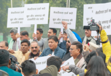 BJP protest Kejriwal dog-counting claim